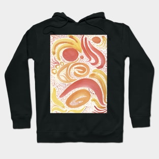 Yellow and Red Abstract Watercolor Paisley Hoodie